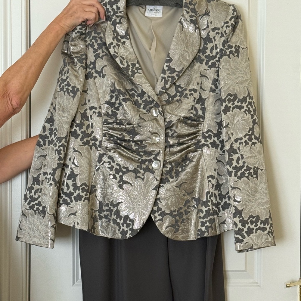 ARMANI Silver Floral Women's Jacket AND slacks.